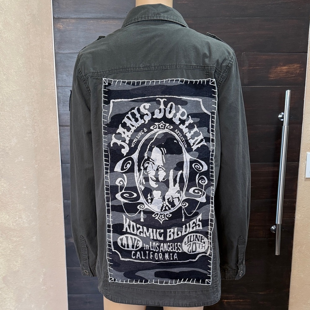 Upcycled Ashley Utility Collection Janis Joplin Army Jacket Size XL